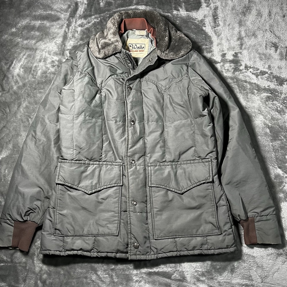 Walls Jacket Men Size 42 Blizzard Quilted Class 1 Down Puffer Grey Vintage USA
